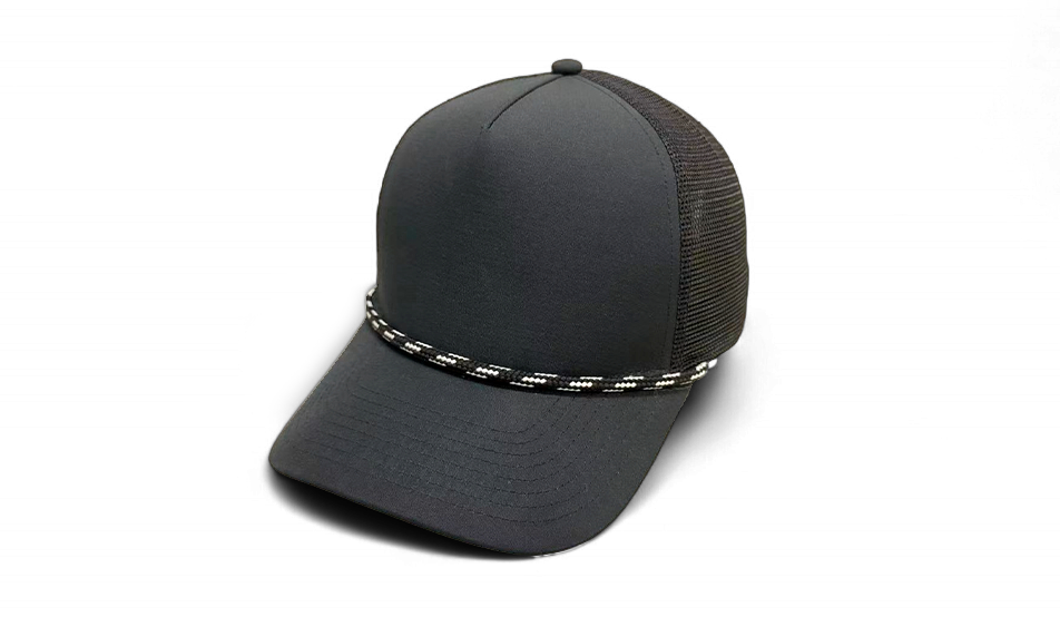 5 Panel Mid Pro Mesh Back Trucker Hat, Cotton Blend Twill Rope Cap