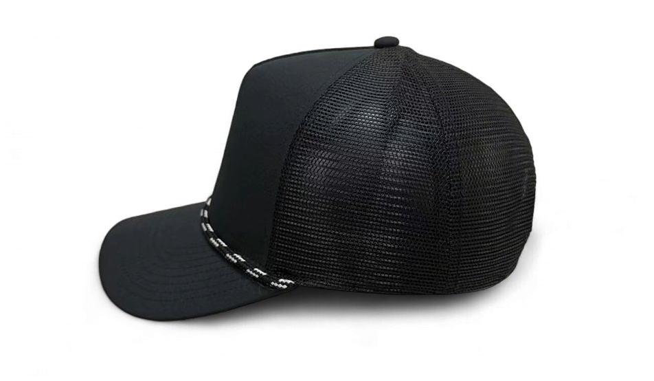 5 Panel Mid Pro Mesh Back Trucker Hat, Cotton Blend Twill Rope Cap